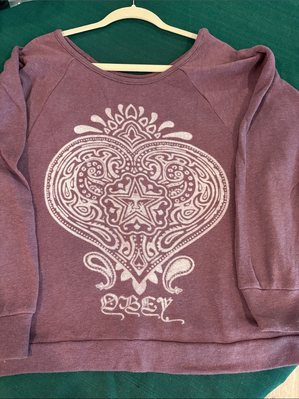 OBEY Large Purple Heart Graphic Crewneck Sweatshirt Streetwear